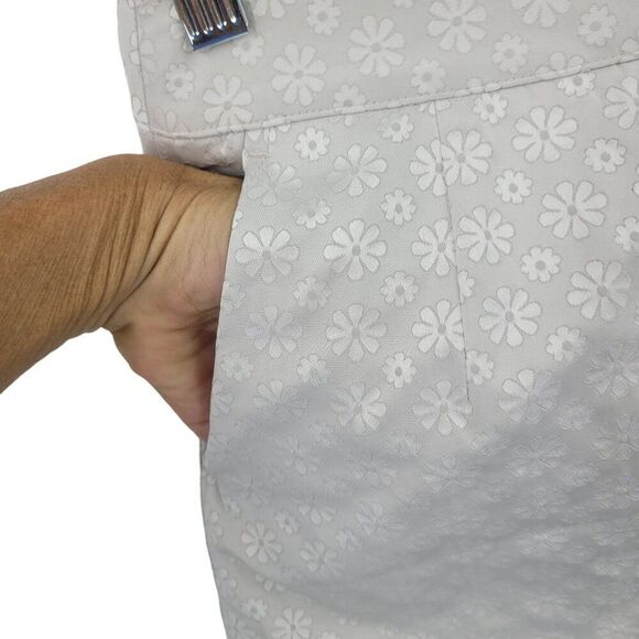 Bugatchi Skirt Skort 4 Silver White Floral Stretch Pockets Athletic Short Lined - Picture 11 of 12